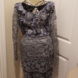 NWT Gray and purple lace dress